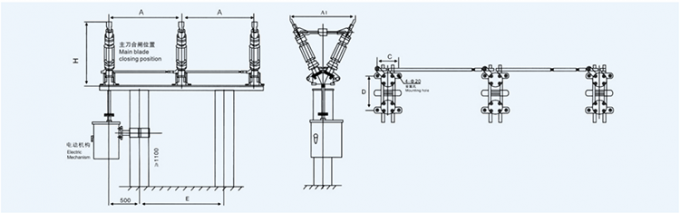 Série exterior do isolador XK GW5 do interruptor da desconexão do interruptor 33kv que desliga o interruptor